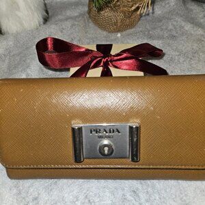 Prada Saffiano Lux Continental Wallet - EUC